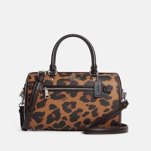 Coach Rowan Satchel In Signature Canvas With Leopard Print